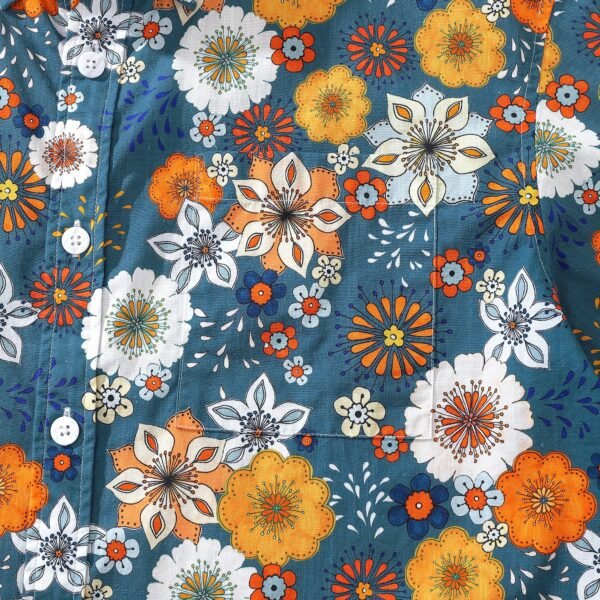 60's Floral Print Shirt Men's Hawaiian Shirt Cotton Button-down Short Sleeve Aloha Shirt