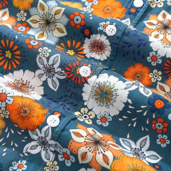 60's Floral Print Shirt Men's Hawaiian Shirt Cotton Button-down Short Sleeve Aloha Shirt
