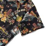 Men's Vintage Hawaiian Shirt Black Tiki Shirt Short Sleeve Camp Collar 100% Cotton Aloha Shirt