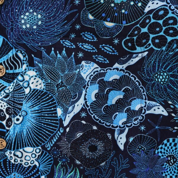 Yiume Men's Blue Hawaiian Shirt Short Sleeve Button-down Sea Turtle Shirt 100% Cotton Blue Aloha Reef Rules