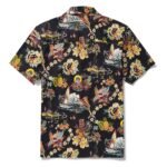 Men's Vintage Hawaiian Shirt Black Tiki Shirt Short Sleeve Camp Collar 100% Cotton Aloha Shirt