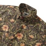 Blooming Blossoms 100% Cotton Men's Short Sleeve Button-down Shirt Green Aloha Hawaiian