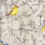 Birds and Blossoms By Hina Mirza 100% Cotton Men's Long Sleeve Button-down Shirt Beige Aloha Hawaiian