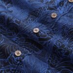 Dark Blue Hawaiian Shirt For Men Tropical Button-down Shirt Short Sleeve 100% Cotton Shirt