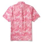 Yiume Men's Pink Hawaiian Shirt Flamingos Shirt 100% Cotton Short Sleeve Button-down Shirt