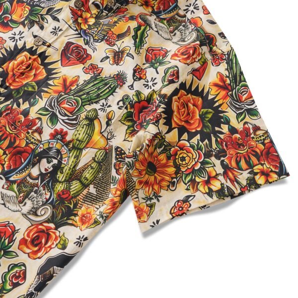 Men's Hawaiian Shirt Tiki Shirt Short Sleeve Button-down 100% Cotton Beige Aloha Aloha Dreams