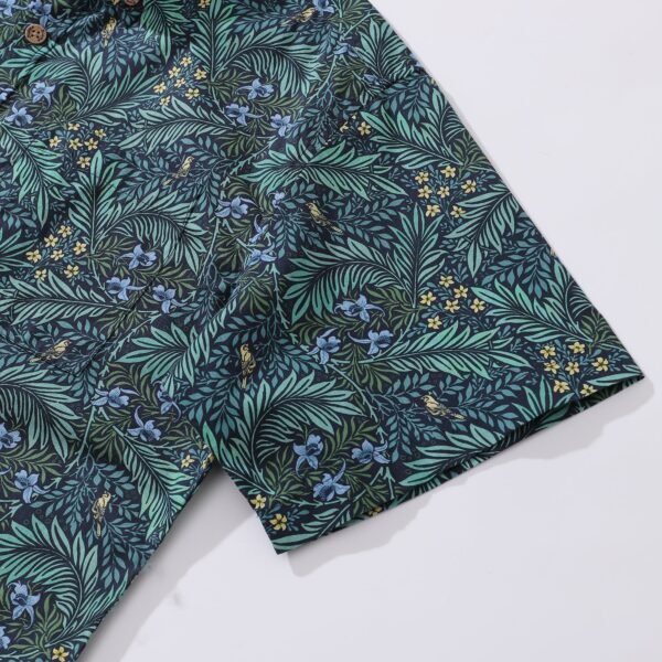 Yiume Tropical Hawaiian Shirt For Men Green Cotton Button-down Short Sleeve Vintage Aloha Shirt