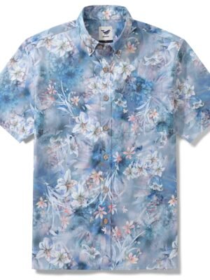 1950s Hawaiian Shirt For Men Floral Button-down Shirt Short Sleeve 100% Cotton Shirt