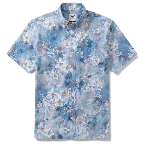 1950s Hawaiian Shirt For Men Floral Button-down Shirt Short Sleeve 100% Cotton Shirt