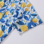 Summer Hawaiian Shirt For Men Button-down Lemon Shirt Short Sleeve 100% Cotton Shirt