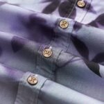 Men's Cotton Hawaiian Shirt Short Sleeve Button-down Blue Aloha Shirt Mist-Kissed Leaves