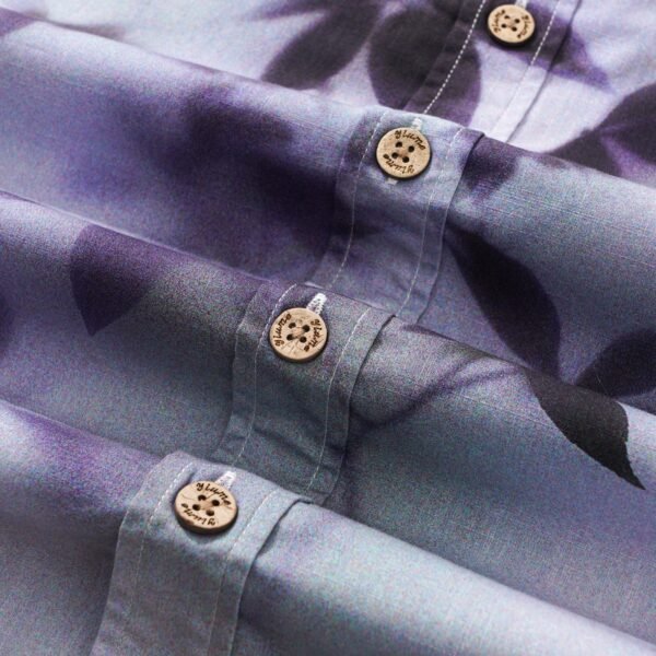 Men's Cotton Hawaiian Shirt Short Sleeve Button-down Blue Aloha Shirt Mist-Kissed Leaves
