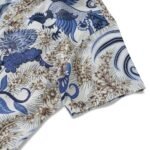 Men's Hawaiian Shirt Short Sleeve Button-down 100% Cotton Blue Aloha Blue Floral Phoenix