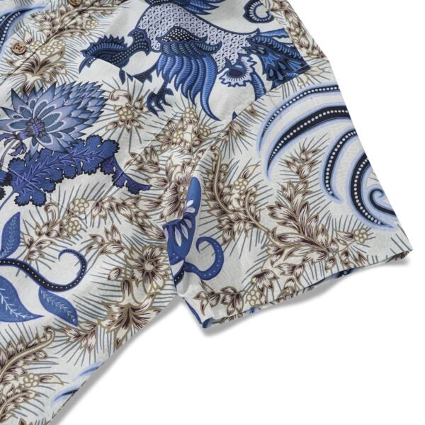 Men's Hawaiian Shirt Short Sleeve Button-down 100% Cotton Blue Aloha Blue Floral Phoenix