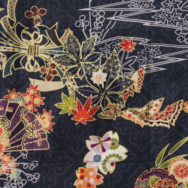 Cranes 100% Cotton Japanese Hawaiian Shirt Men's Short Sleeve Button-down Black Hawaiian Shirt