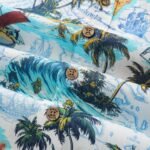 Men's Hawaiian Shirt Short Sleeve Button-down 100% Cotton Blue Aloha Ocean Dreamer