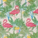 Men's Hawaiian Shirt Short Sleeve Button-down 100% Cotton Beige Aloha Flamingos & Chameleons By House of Haricot