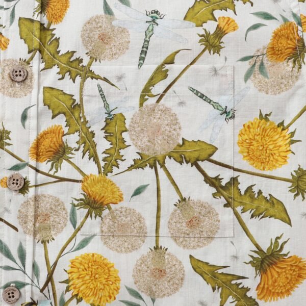 Yiume Tropical Hawaiian Shirt For Men Dandelions and Dragonflies Button-down Shirt Short Sleeve 100% Cotton Aloha Shirt