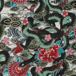 Men's Hawaiian Shirt Short Sleeve Camp Collar 100% Cotton Green Aloha Ocean Serpent Art Print
