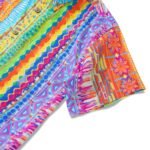 Men's Striped Hawaiian Shirt Short Sleeve Button-down Yiume 100% Cotton Red Aloha Geometric Dimensions