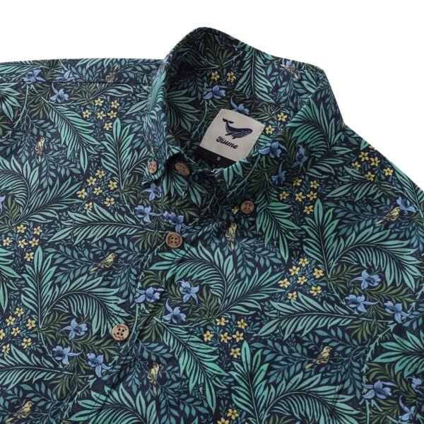 Yiume Tropical Hawaiian Shirt For Men Green Cotton Button-down Short Sleeve Vintage Aloha Shirt