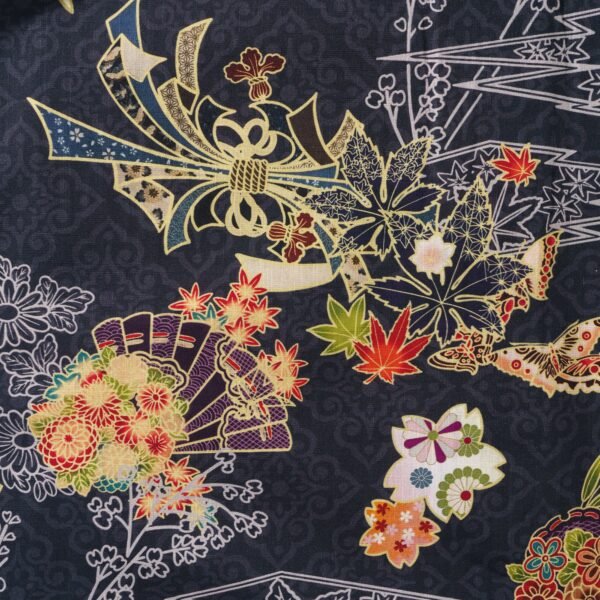 Cranes 100% Cotton Japanese Hawaiian Shirt Men's Short Sleeve Button-down Black Hawaiian Shirt