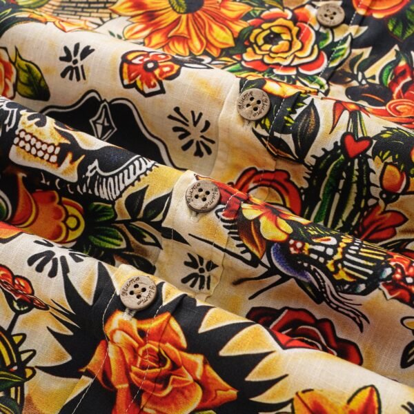 Men's Hawaiian Shirt Tiki Shirt Short Sleeve Button-down 100% Cotton Beige Aloha Aloha Dreams