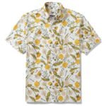 Yiume Tropical Hawaiian Shirt For Men Dandelions and Dragonflies Button-down Shirt Short Sleeve 100% Cotton Aloha Shirt