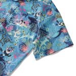 Men's Blue Hawaiian Shirt Fish & Turtle Shirt Short Sleeve Button-down 100% Cotton Blue Aloha Dive Pup