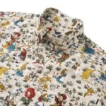 Men's Hawaiian Shirt Short Sleeve Button-down 100% Cotton Beige Aloha Alice's Wonderland